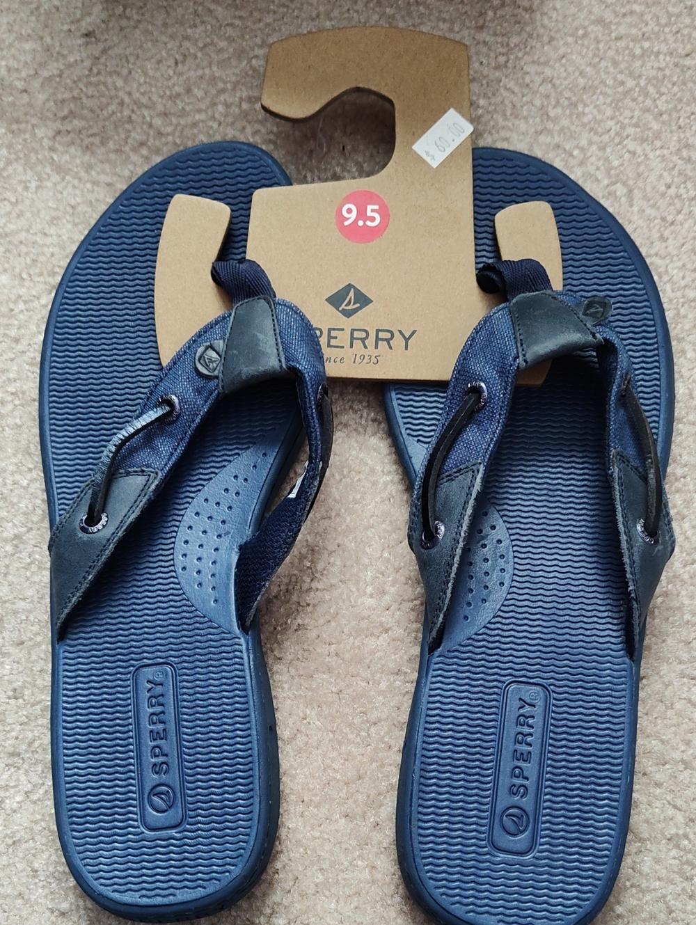 Sperry Navy Blue Flip Flop Sandals - Size 9.5